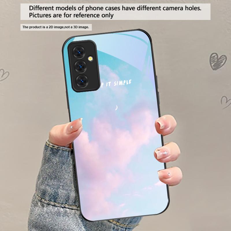 Темно-синяя морская вода Для Samsung Galaxy A30 A31 A32 A33 A34 A35 A42 A30s A20 A25 A26 A51 A56 A54 A72 A73 A70 Стеклянный чехол для телефона