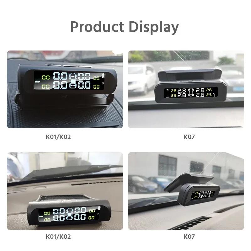Solar Power TPMS Car Tire Pressure & Temperature Monitor System Auto Security Alarm Warning