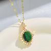 Изумрудное ожерелье женское этнический стиль винтажное универсальное инкрустированное жемчугом подвеска ключичная цепочка аксессуары