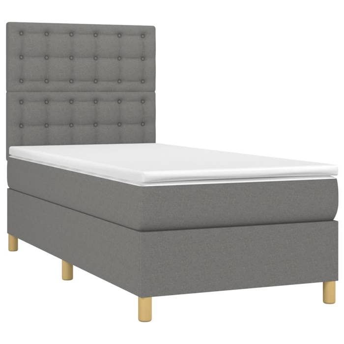 Maison Exclusive - Sommier à lattes de lit avec matelas Gris foncé 100x200cm Tissu