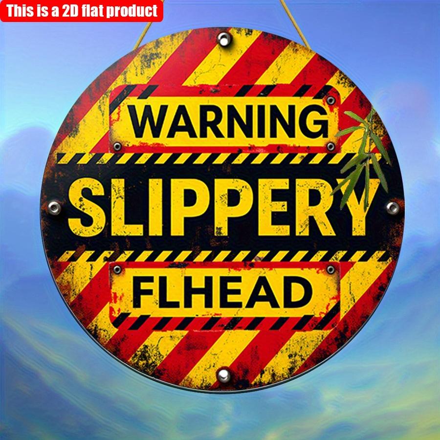 2D плоский 20*20 см 1 шт. раздвижной пол предупреждение желтые и черные полосы круглый знак предупреждение скользкий текст на плоской головке тематическая настенная подвеска, идеально подходит для туалета