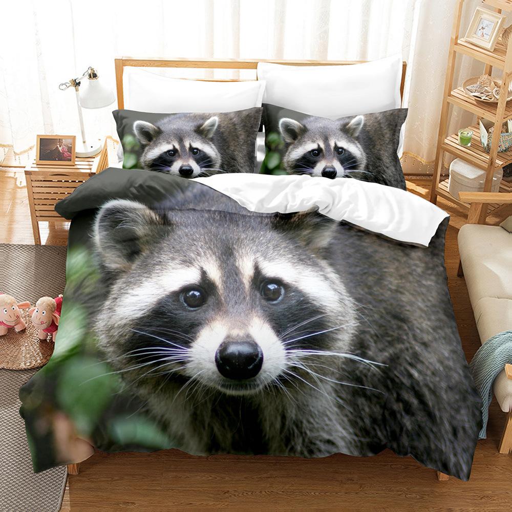 Cartoon Cute Animal Zoo Cute Version Export Picture Can Be Ordered Clear Digital Printing Three-Piece Quilt Cover