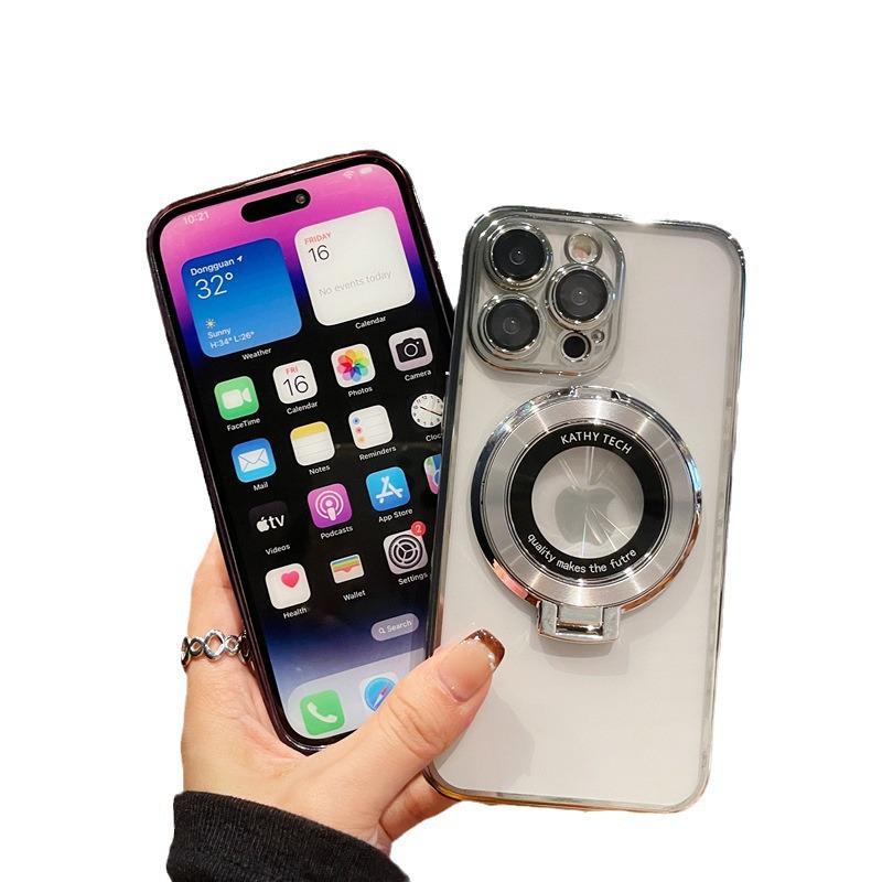 iPhone 17 Pro Max Магнитный Держатель Гальванизированный Прозрачный Защитный Чехол