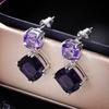 Huitan Unique Purple CZ женские висячие серьги для вечеринок, индивидуальные женские аксессуары, подарок на годовщину Дня святого Валентина, модные ювелирные изделия