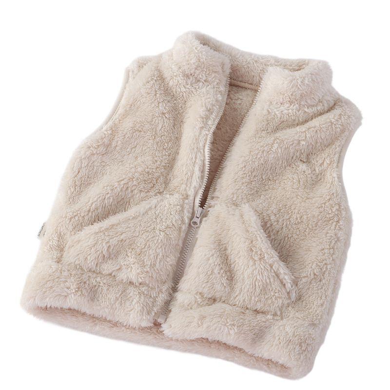 Детский теплый флисовый жилет без рукавов на пуговицах для детей 1-5 лет