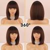 LISI HAIR Короткий прямой парик «боб» темно-коричневого цвета с челкой до плеч, натуральный прямой парик «боб» на каждый день, синтетический парик
