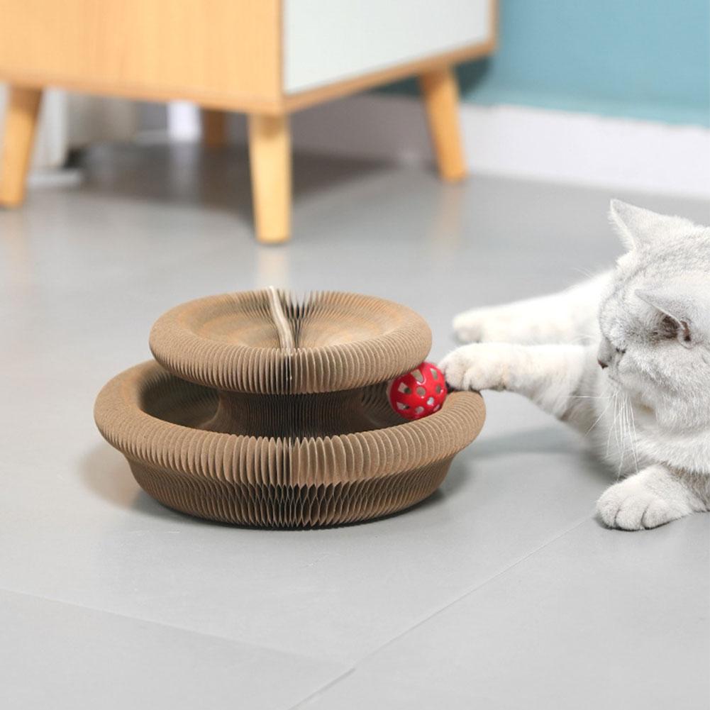 Magic Organ Cat Scratching Board Cat Interactive Toys Foldable Grinding Claw Sleeping Bed Round Corrugated Cats Interactive Toys