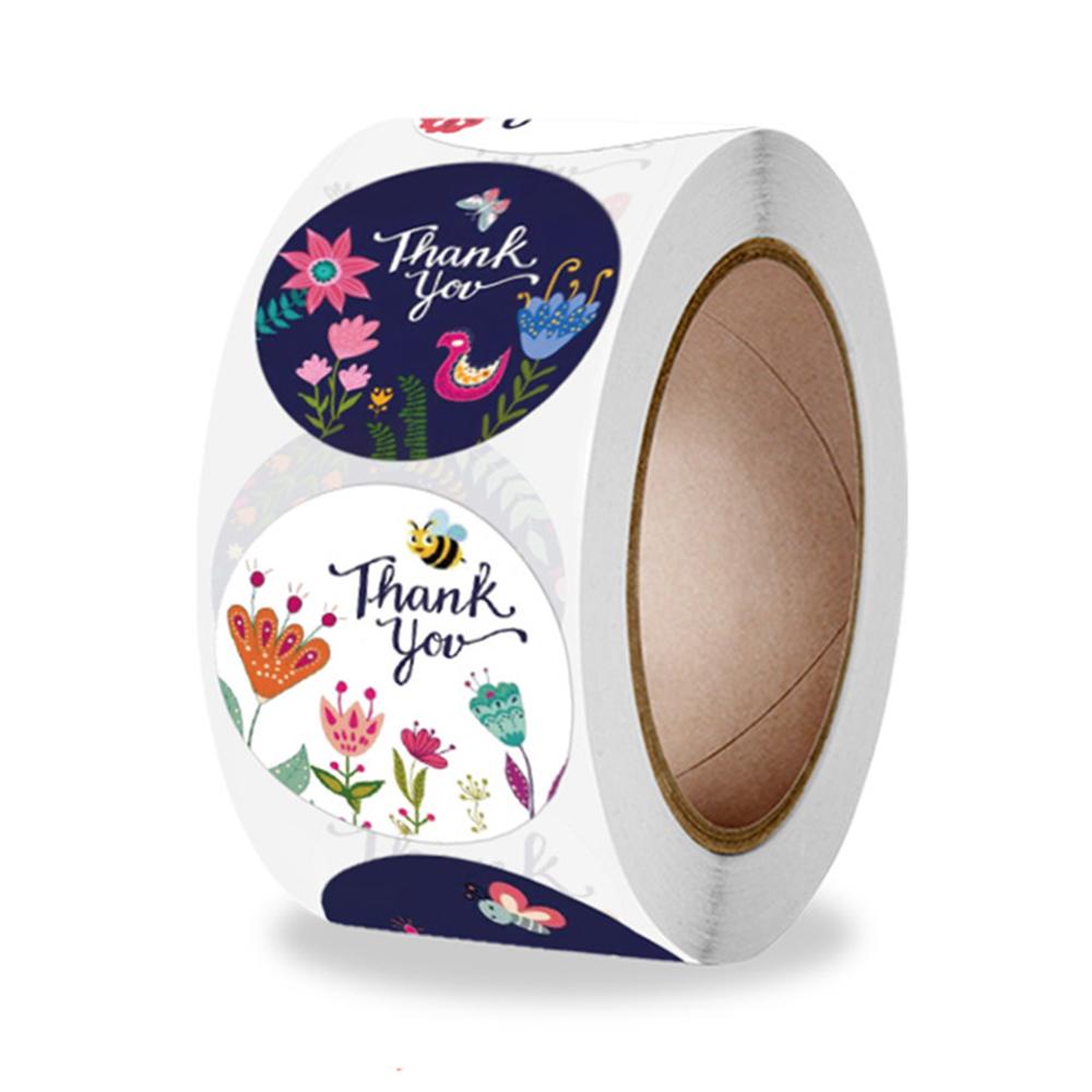 100-500pcs Floral Kraft Paper Stickers Scrapbook Gift Stationery Label Stickers Handmade With Love Thank You For The Stickers