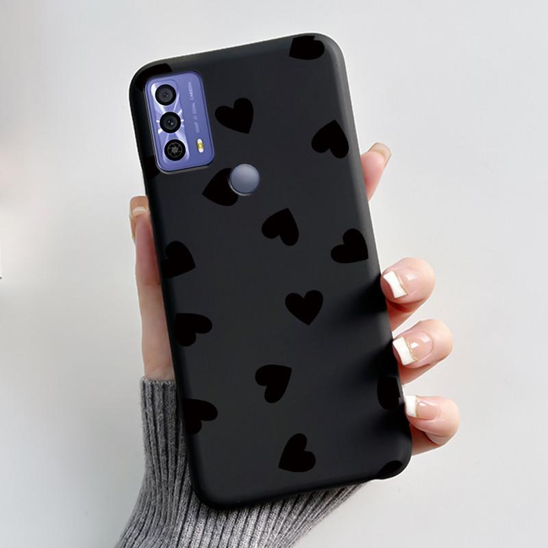 New Design Case For TCL 20B (6159K) Fashionable Black Love Pattern Shockproof Protective Cover Soft Silicone Black Case