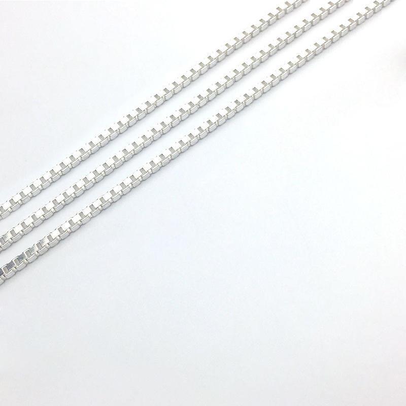 Real 925 Sterling Silver Box Chain for Jewelry Accessories Making Bracelet Necklace
