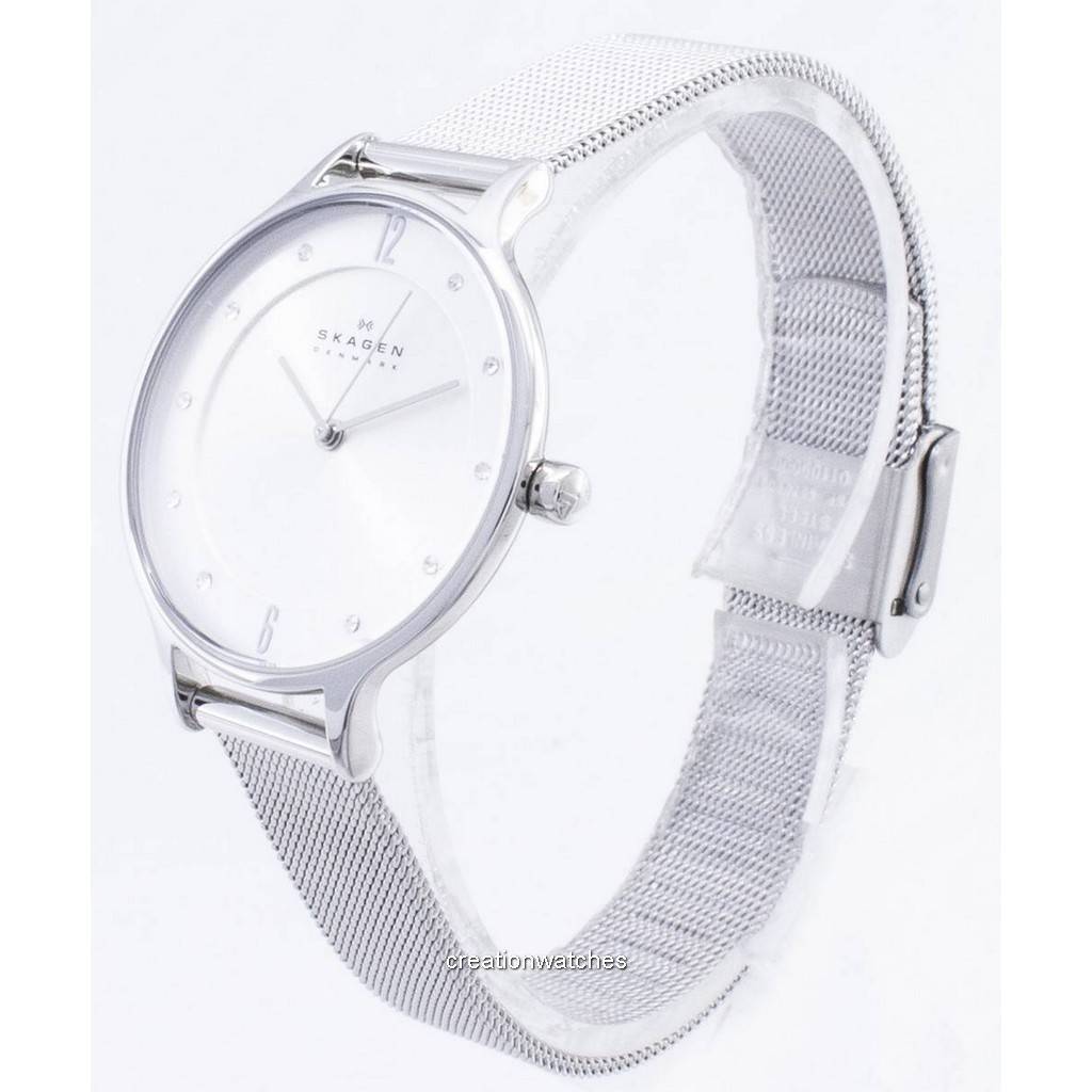 Skagen Женские часы Anita с серебряным циферблатом и кристаллами Swarovski в сетке SKW2149