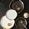 Creative Personality Golden EdgeCeramic Steak Plate European Exquisite Pastry Western Tableware