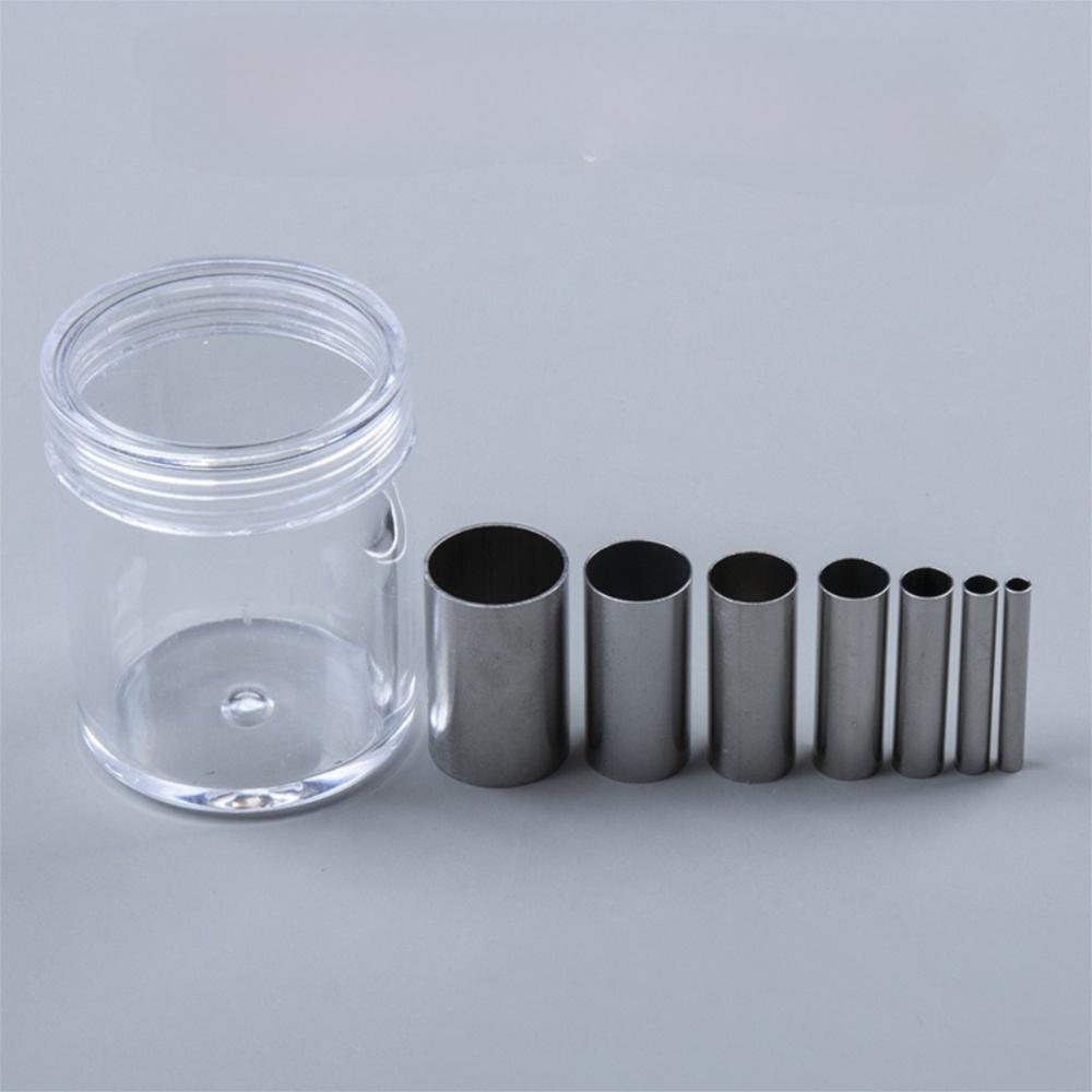 7pcs/set Metal Hole Hollow Round Cutter Round Shape with Storage Box Ceramic Cutting Mould Hollow Punch Pottery Tools