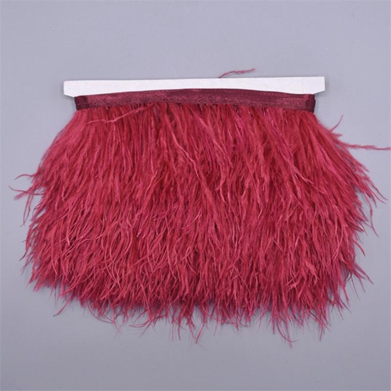 10Meters Colored Ostrich Feathers On Ribbon Trim 8-10Cm Skirt Fringe On Tape Ostrich Feather Trims Sewing Trimmings Decoration