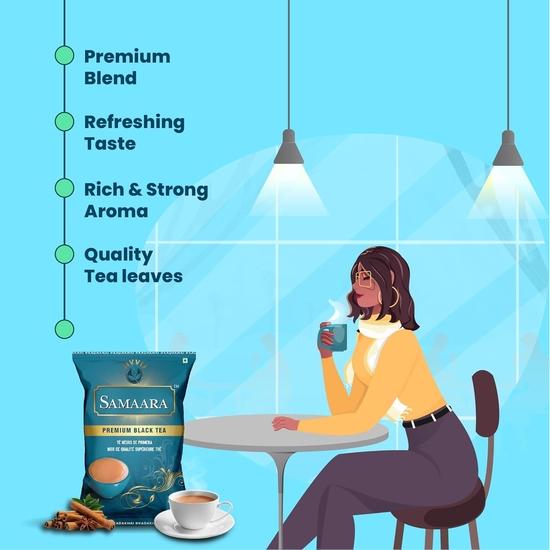 Чай Samaara 250 г | Премиальный черный листовой чай Ассам CTC | Порошок Chai Patti | Пакетик 250 г