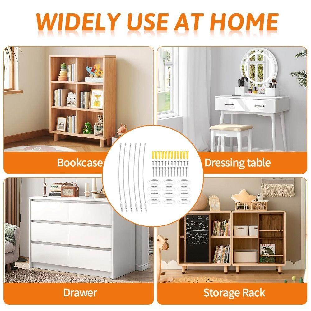 6pcs Easy Install Furniture Anchors Adjustable Furniture Wall Anchor Anti Tip Furniture Straps Room