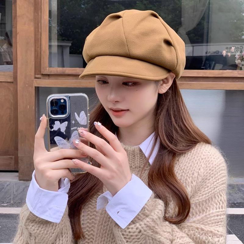 Осенне-зимняя мода Универсальная ретро восьмиугольная шляпа Женская корейская шляпа художника Японская повседневная темпераментная беретка Бейсболка