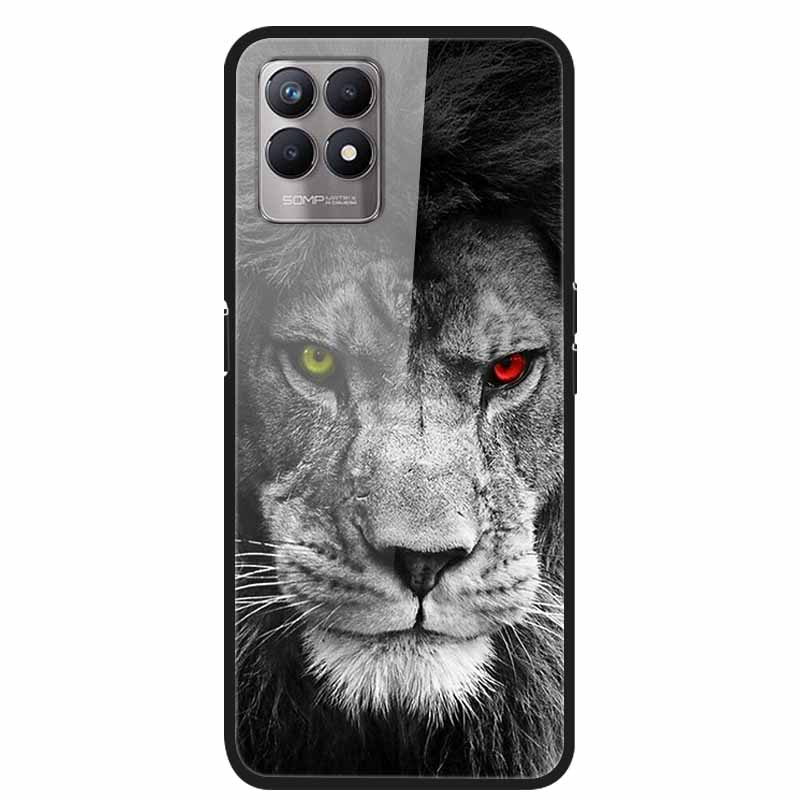 Чехол для Realme 8i Закаленное Стекло Жесткий Прозрачный Чехол для Телефона Для OPPO Realme 8i RMX3151 Realme 7 Pro Животные Волк Ударопрочный Чехол