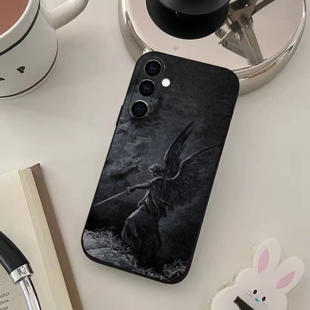 Чехол-крест Архангела Михаила для Samsung Galaxy A73,A72,A71,A70,A53,A52,A51, Мягкий силиконовый черный чехол