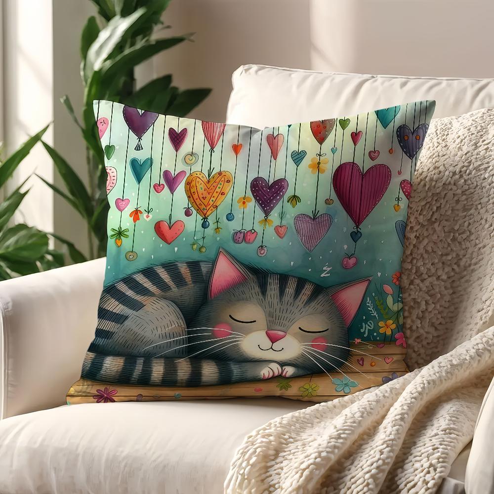 Kitten Love cushion cover For Pillow Printing Sofa Decoration Home Car Room Coffee Shop Office Nordic Simplicity