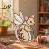 Animal Light Catcher Fairy Mouse Suncatcher Stained Glass Style Acrylic Window Hanging Ornament Woodland Fantasy Colorful Shadow Display for