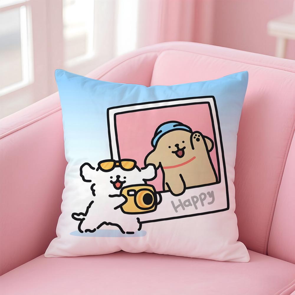 Cute L-Line P-Puppy Cushion Cover Comfortable Reversible Pillow Cover Ideal for Car Sofa Bedroom & Beyond