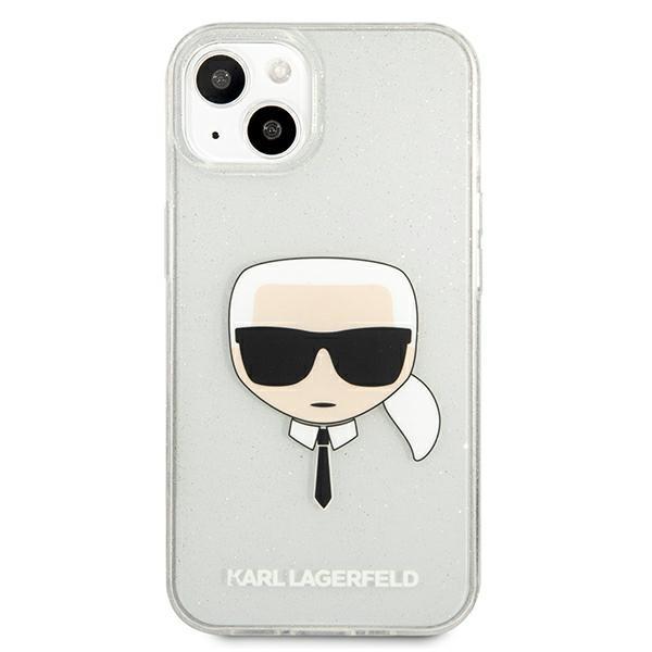 Etui do iPhone 13 mini Karl Lagerfeld Glitter Karl's Head Srebrny