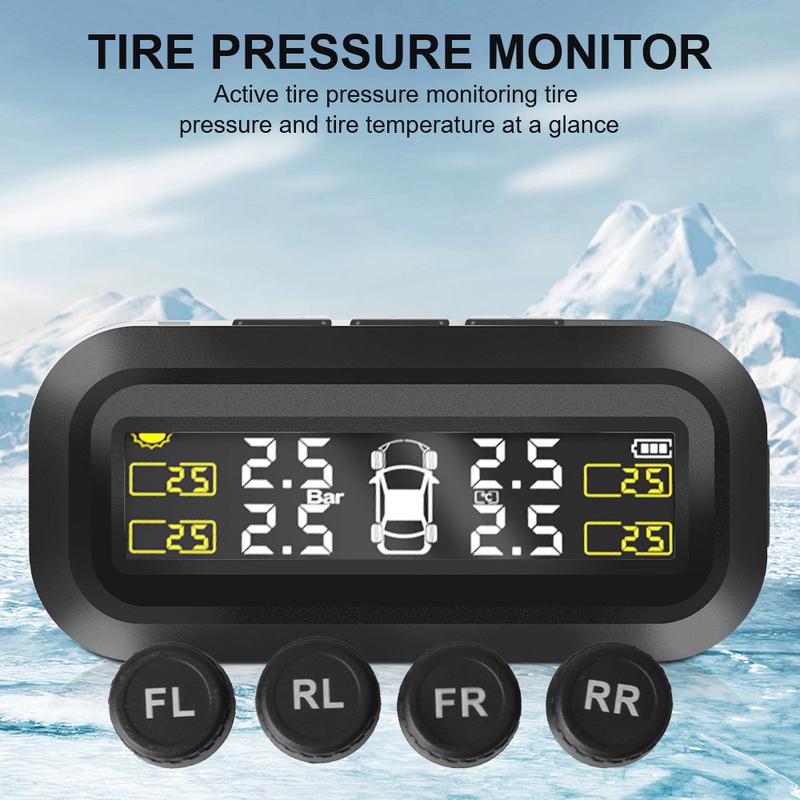 Система контроля давления в шинах Солнечная TPMS Монитор давления в шинах автомобиля Сигнализация давления в шинах С 4 внешними датчиками