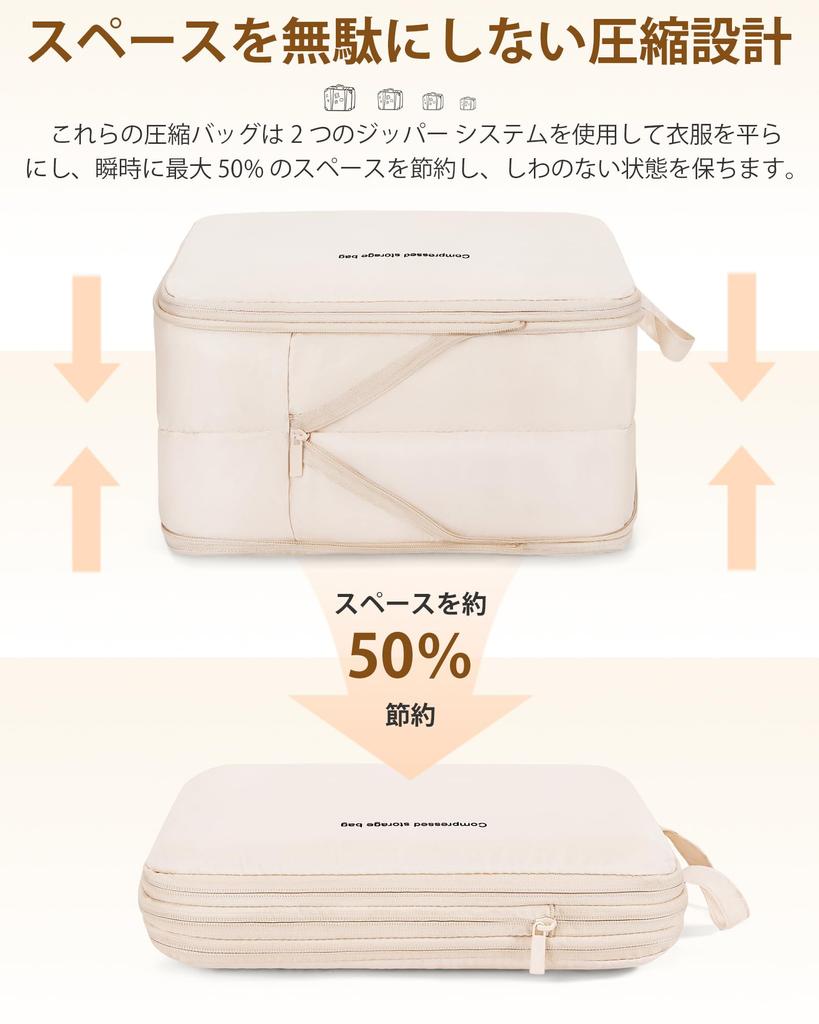 TRMF Compression Travel 4 Piece Travel Compression Travel Compression Compression Large Compression Clothes For Business Clothes Convenient Beige