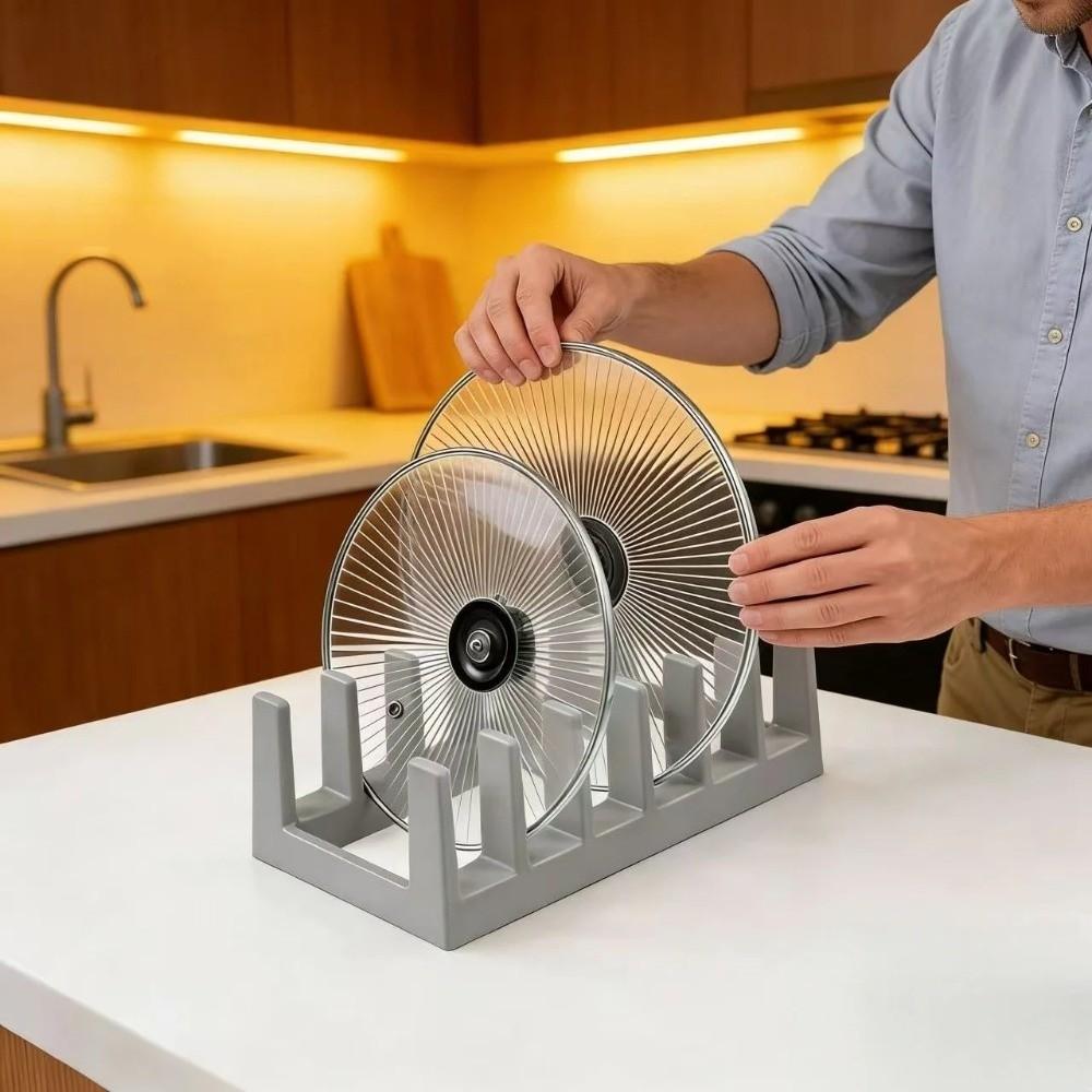 6-Tier Pot Lid Holder Draining Spoon Holder Multi-Purpose Cutting Board Rack Study Room