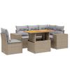 6 piece Garden Sofa Set with Cushions Beige Poly Rattan