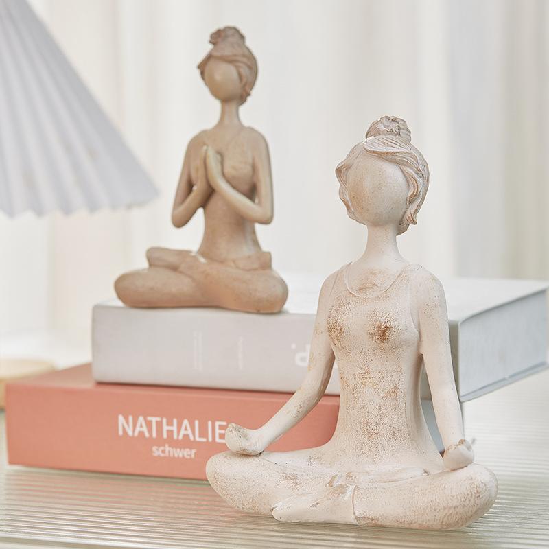 Светлая роскошь скандинавские абстрактные художественные фигуры девушки-йоги украшения для витрины кофейни современные простые мягкие украшения