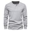 Men's Long Sleeve Henley Shirt Heavyweight Vintage Tough Men's Slim Round Neck Long Sleeve T-Shirt Mens