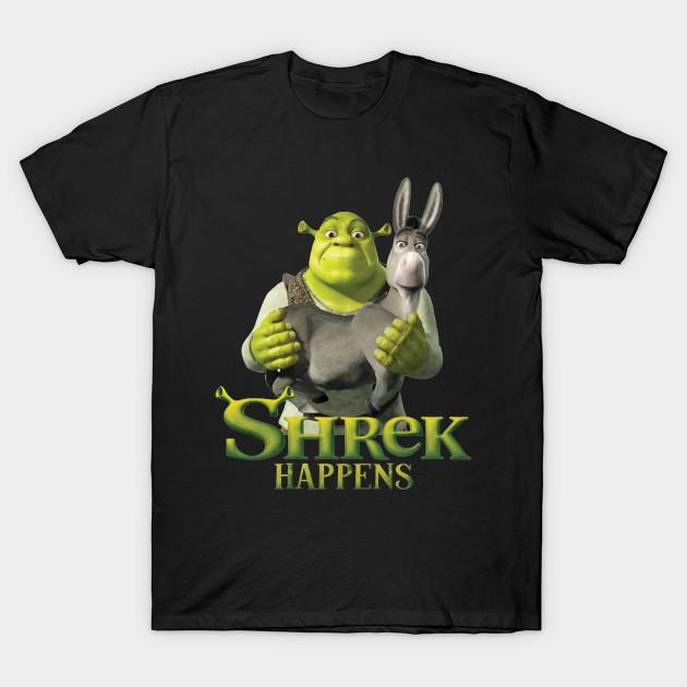 Азиатский размер Мужская футболка с принтом Shrek Happens Swamped Shrek Винтажный мультфильм Без вырезания Термотрансферный принт Хлопковая футболка
