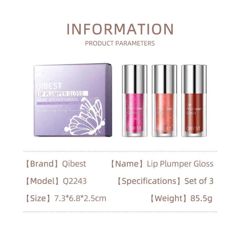 QIBEST Lip Oil Lasting Hydration Moisturizing Nourishing Light Lip Lines Lip Nectar Lip Gloss Toothed Lip Set