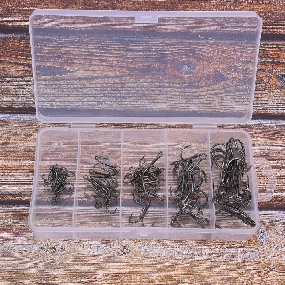 50PCS with Barbed Fishing Treble Hook Sharpened Round Bend Hook Treble Hook Fishing Enthusiasts