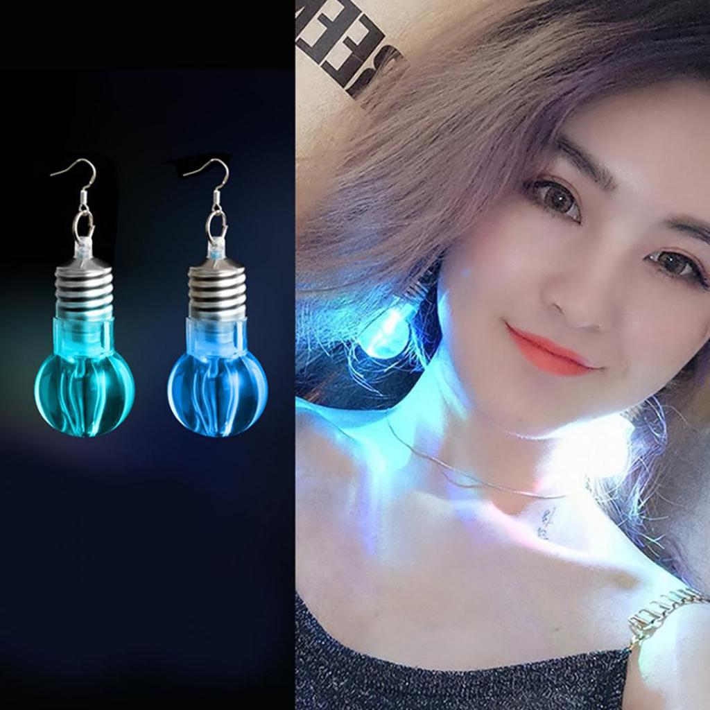 Silver Plated LED Bulb Lighting Hook Earrings Party Pub Club Women Jewelry Decor
