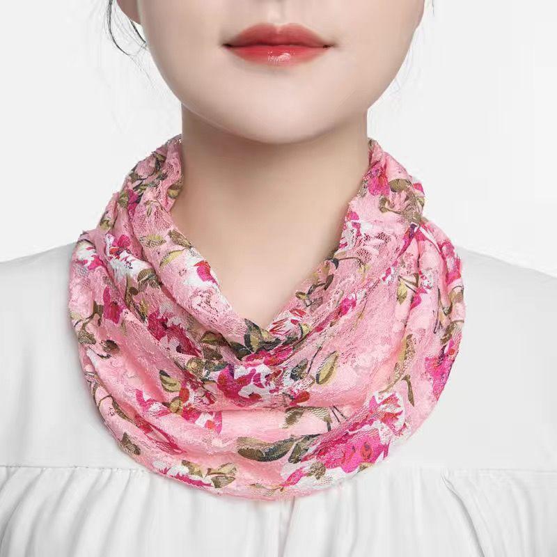 Summer Ice Silk Scarf Mask Neck Protector Fake Collar Printing Riding Protection Anti-ultraviolet Breathable Sunscreen