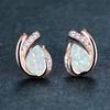 New Gold Rose Gold Water Droplet Blue and White Geometric Diamond Studded Womens Earrings