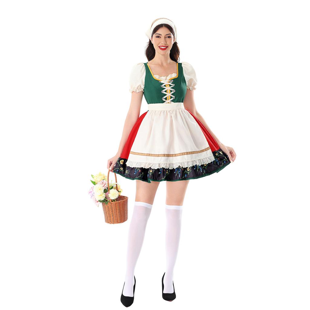 Bavarian Oktoberfest Costume Women's Munich Carnival Show Costume Pastoral Farm Halloween Dress