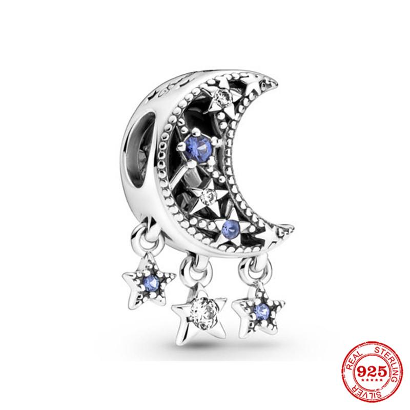 Neastamor Silver 925 Sparkling Blue Star Santa Claus Dangle Charm Bead Fit Original Bracelet Pendant DIY Jewelry Women