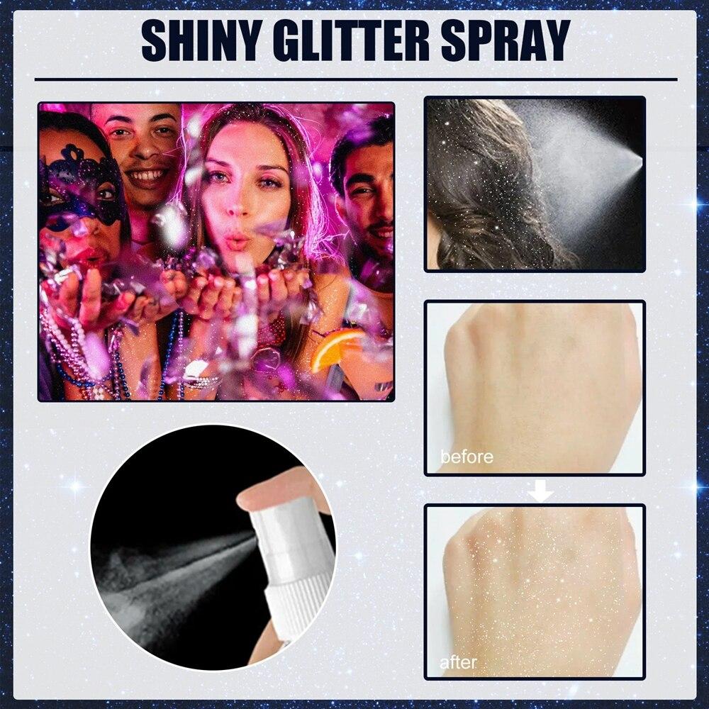 60Ml Body Shiny Glitter Spray Flash Skin Brighten Powder Makeup Diamond Fluorescence Party Club Hair Neck Clother