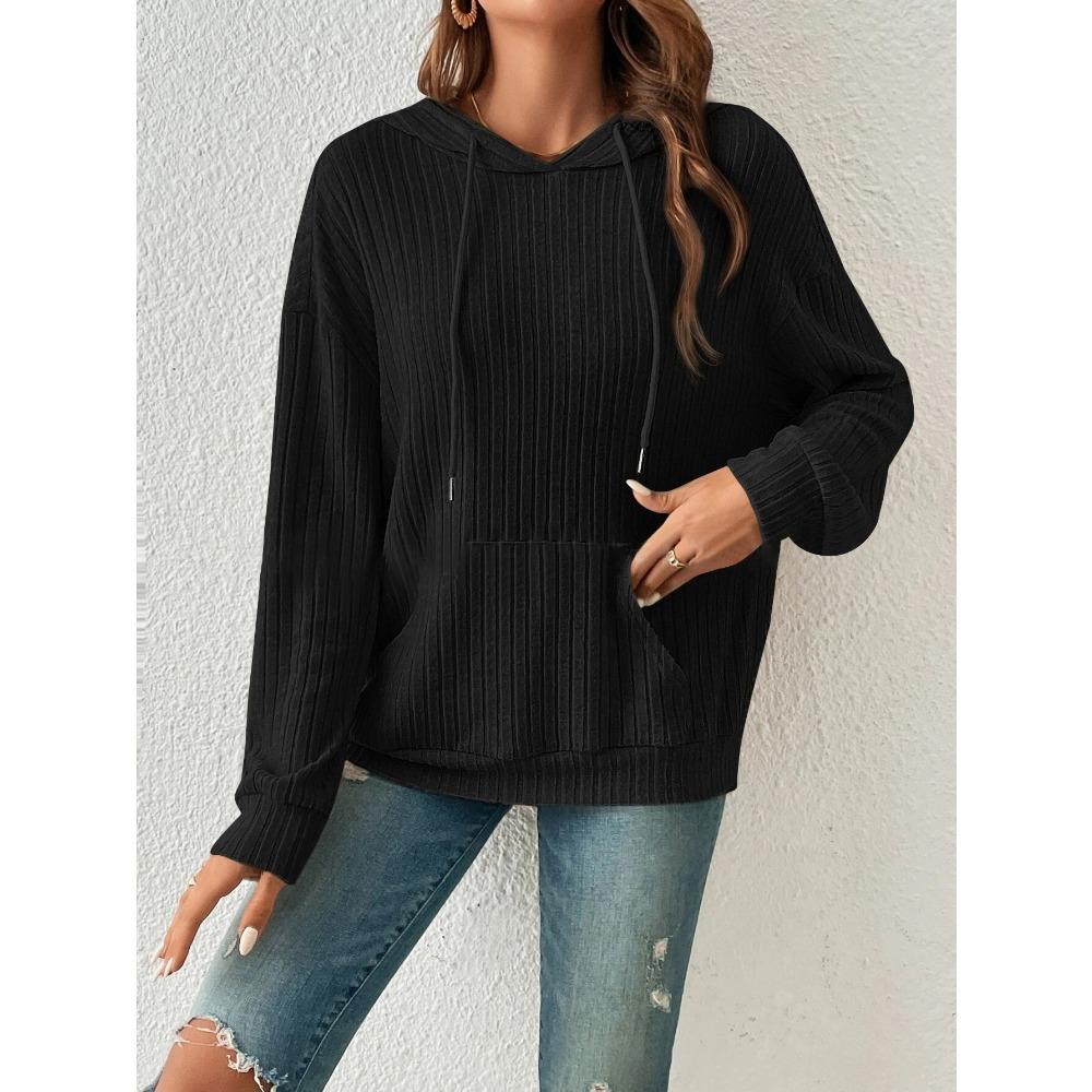 Women's Top Shirt Fall/Winter Long-Sleeve Shirt Knit Pullover Hoodie Pocket Sweatshirt