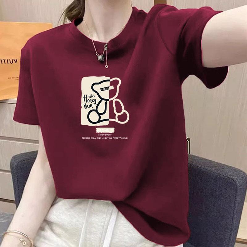 2025 Summer Women's Pure Cotton Short Sleeve T-shirt - Fashionable, Versatile, Age-Reducing Round Neck Top
