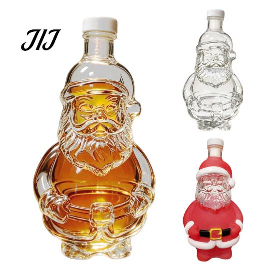 Holiday Home Bar Decor Santa Claus Whiskey Decanter for Liquor Storage, 320ml Christmas Glass Wine Collectible Bottle, Decorative Container And Party