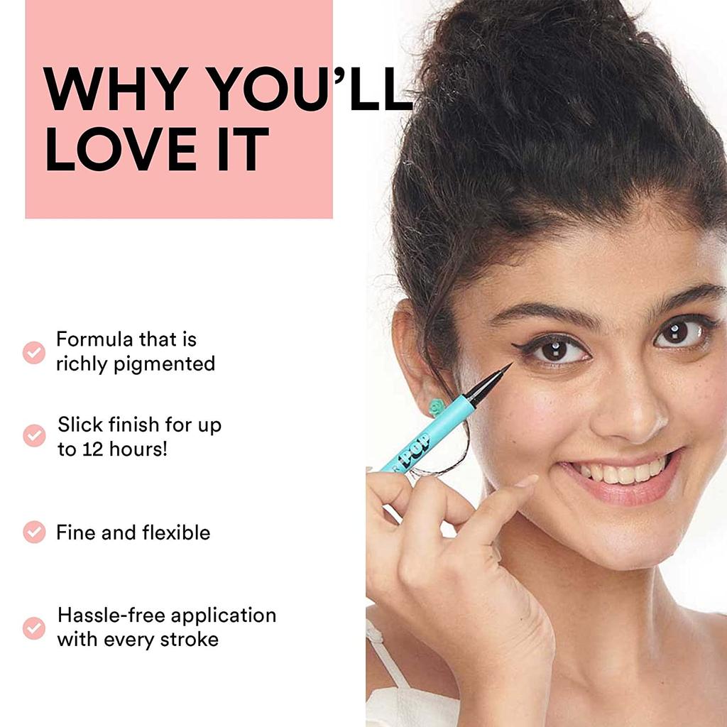 SUGAR Водостойкая подводка для глаз POP — интенсивный черный пигмент, легкая, быстросохнущая формула