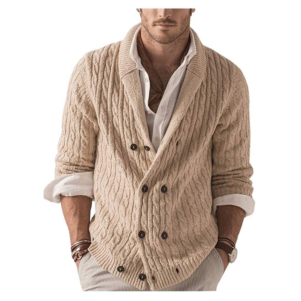 И зимняя мужская мода свободный кардиган теплая куртка с капюшоном и лацканами свитер вязаное пальто