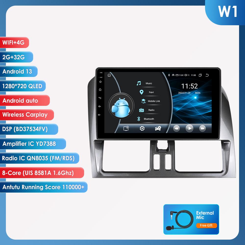 OSSURET 9" Carplay 4G BT 2din Android 13 автомобильный радиоприемник мультимедиа видеоплеер GPS навигация для Volvo XC60 2008-2017 головное устройство интеллектуальный экран SWC
