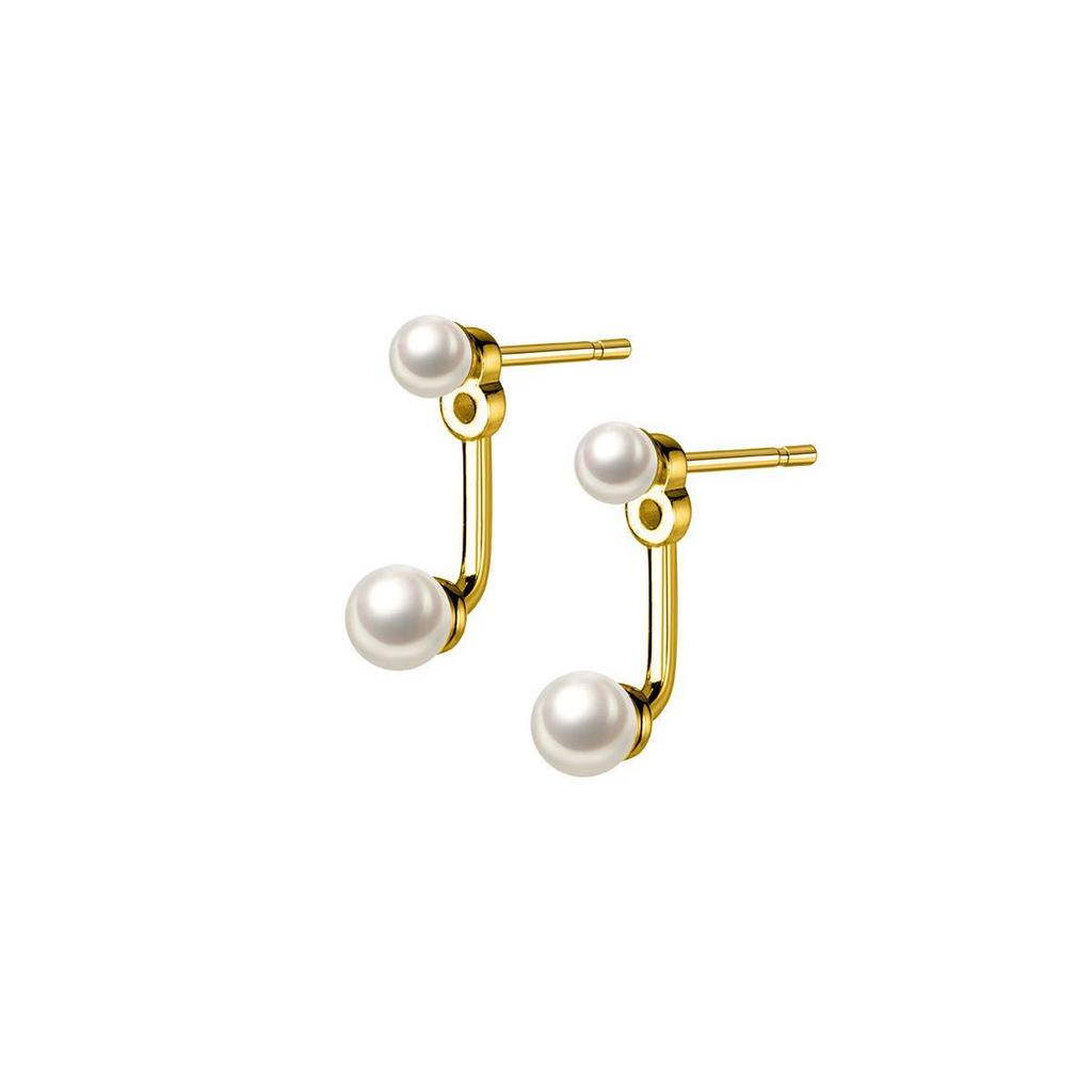 Серьги с жемчугом Gold Beans S925 Silver - роскошный нишевый дизайн для женщин, новые модные аксессуары 2024 года.