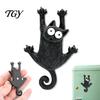 Refrigerator Magnetic Accessories 3D Black Cat Magnet, Cartoon Kitten Fridge Animal Magnet Shape Memo Note Holder for Kitchen Office Whiteboard